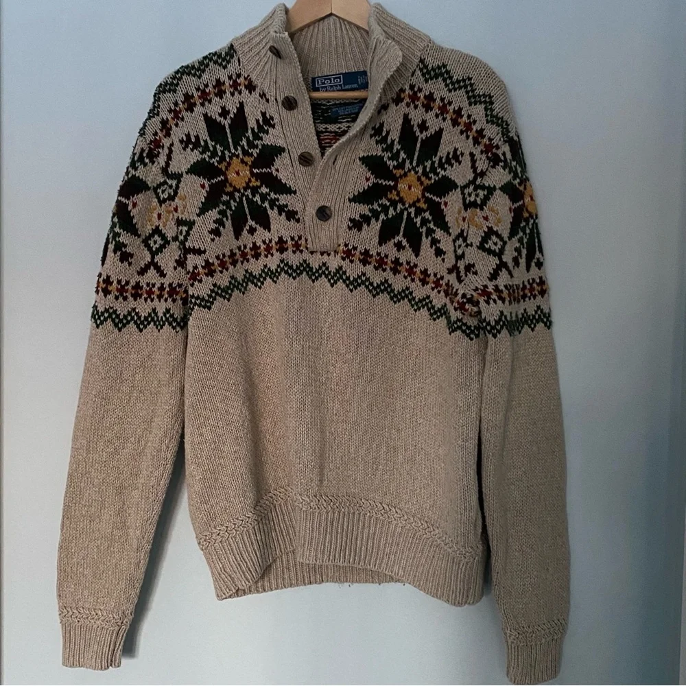 Hand-knit Cotton/linen/silk Polo Ralph Lauren sweater - Picture 1 of 6